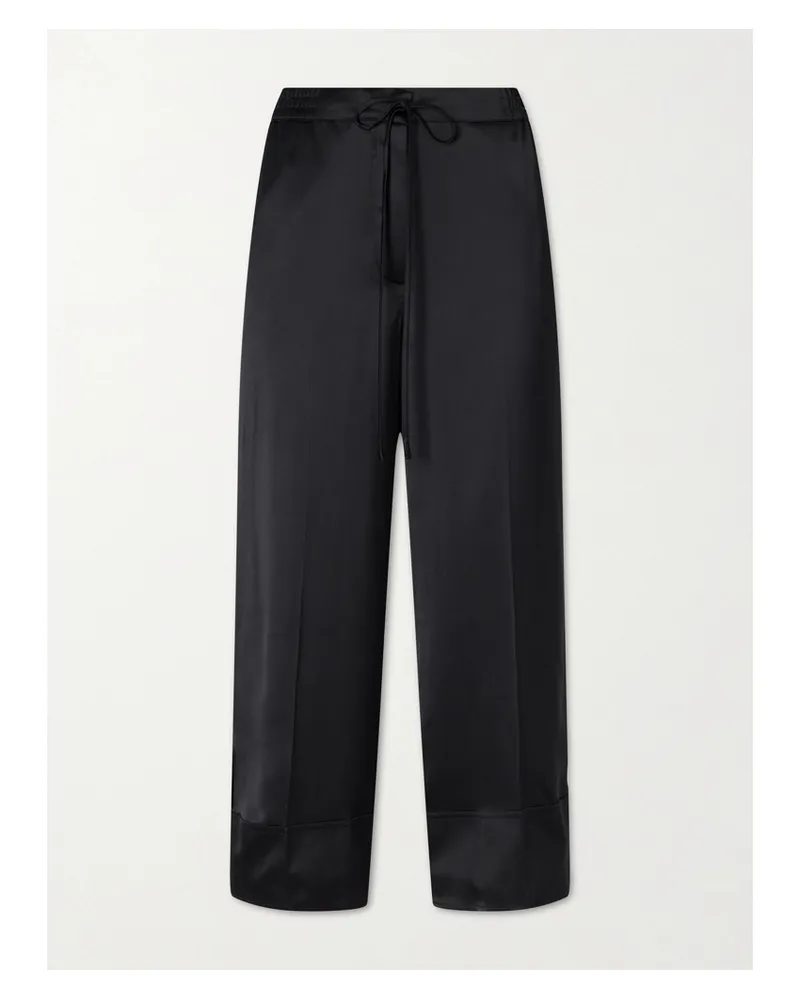 Totême Drawstring Wide-leg Satin Pants - Black Black