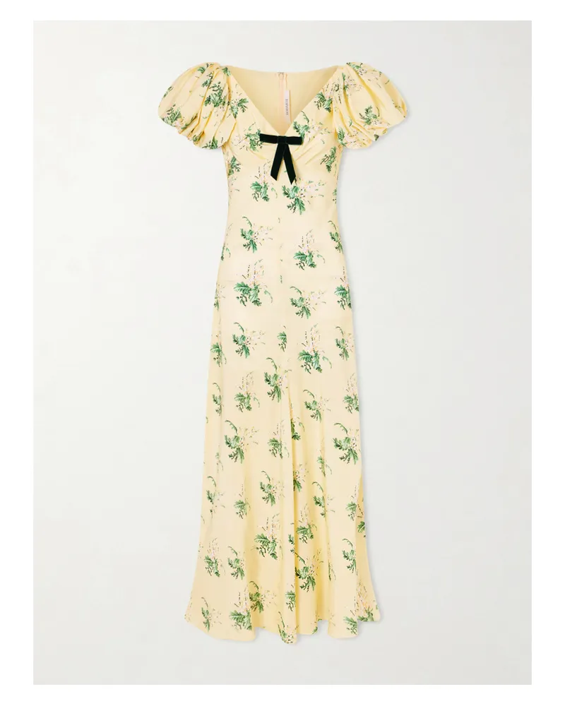 Rodarte Floral-print Silk Gown - Yellow Yellow