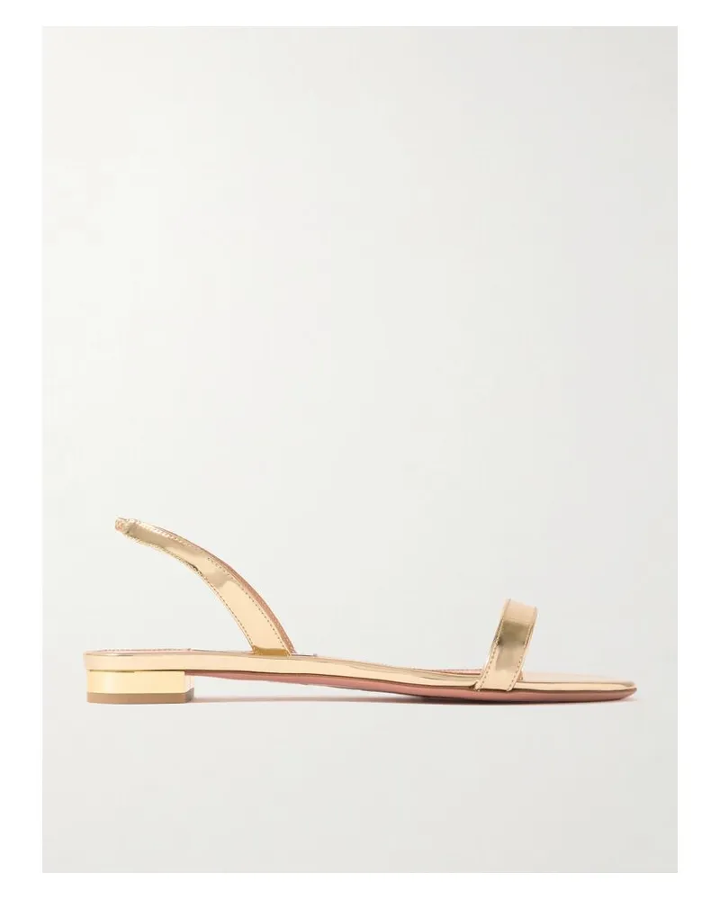 Aquazzura So Nude 85 Slingback-sandalen Aus Leder Mit Spiegeleffekt - Gold Gold