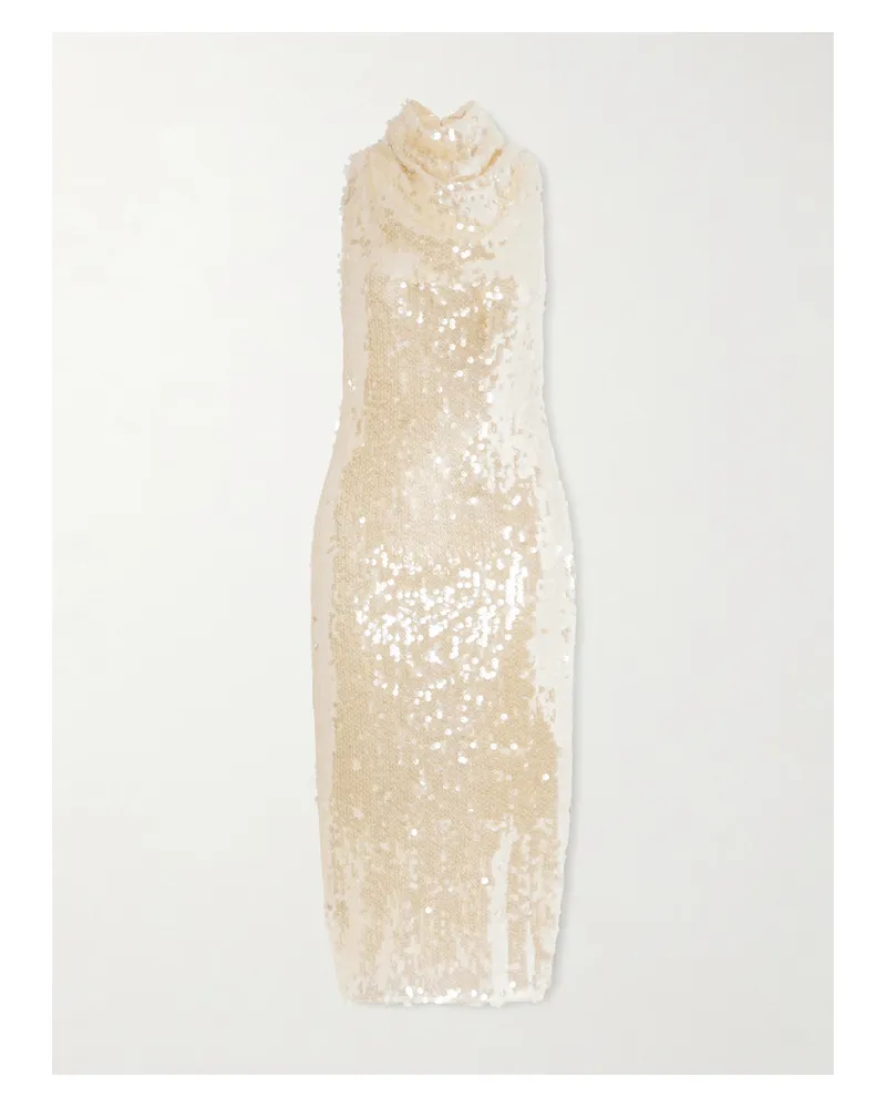 Altuzarra Noor Draped Sequined Chiffon Midi Dress - Neutrals Neutrals