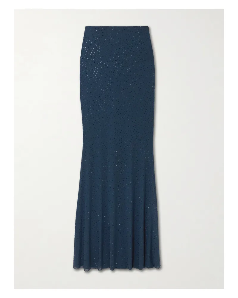 Rebecca Vallance Elivera Crystal-embellished Stretch-tulle Maxi Skirt - Blue Blue