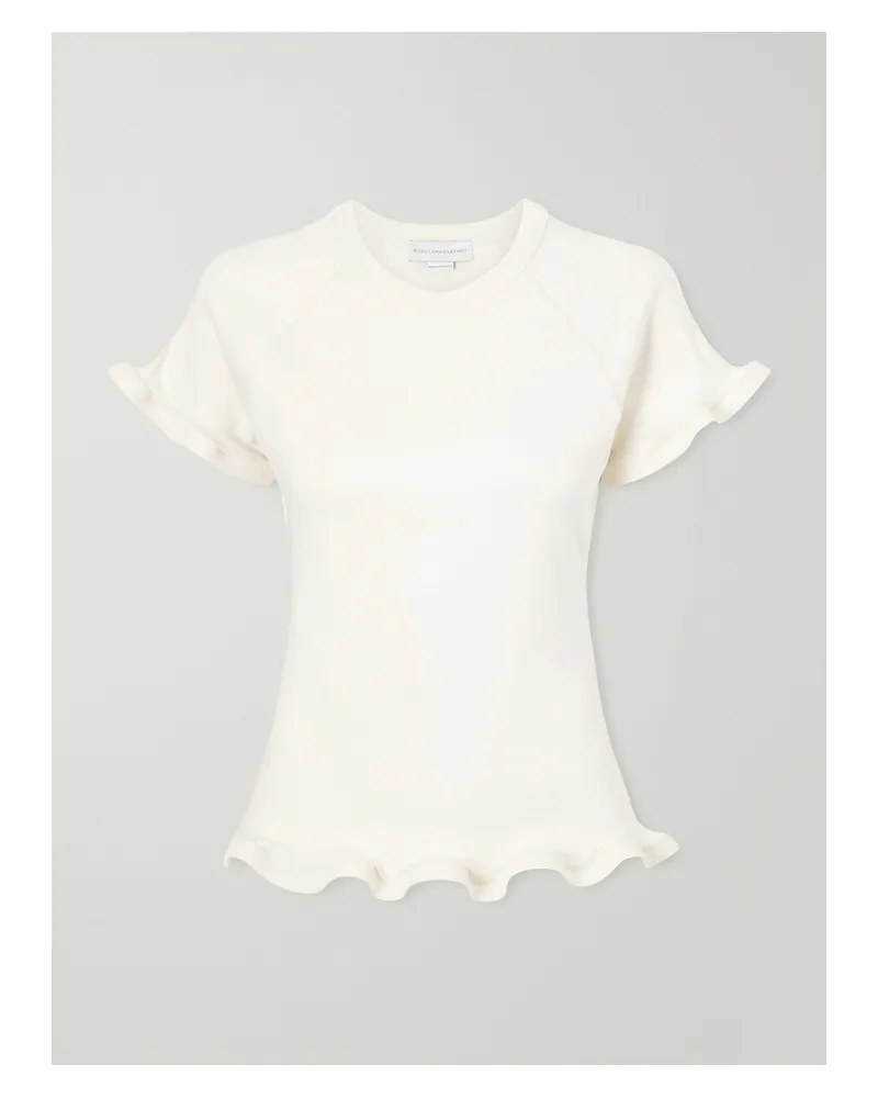 Stella McCartney Ruffled Cotton-jersey T-shirt - Cream Cream
