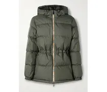 Daunenjacke Aus Gestepptem Shell Mit Kapuze - Grün