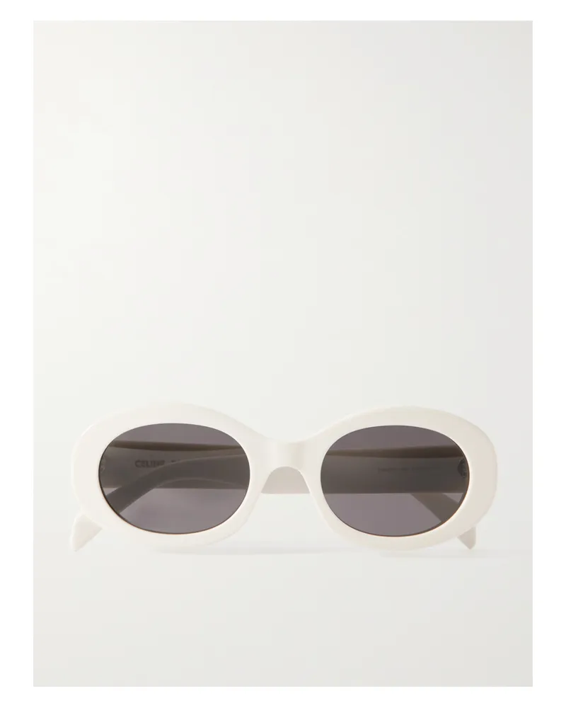 Celine Triomphe Oval-frame Acetate Sunglasses - White White