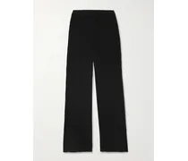 Straight Leg Pant – Onyx – Hose Mit Weitem Bein Aus Rippstrick - Schwarz