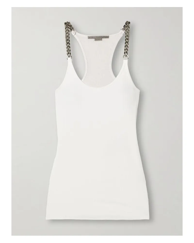 Stella McCartney Tanktop Aus Geripptem Jersey Aus Einer Baumwollmischung Mit Ketten - Weiß Weiß