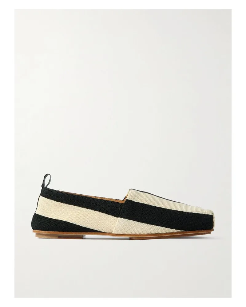 Jacquemus The Carré Flache Schuhe Aus Strick Mit Streifen - Schwarz Schwarz