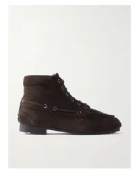 Bally Paphos Schnürstiefel aus Veloursleder Braun