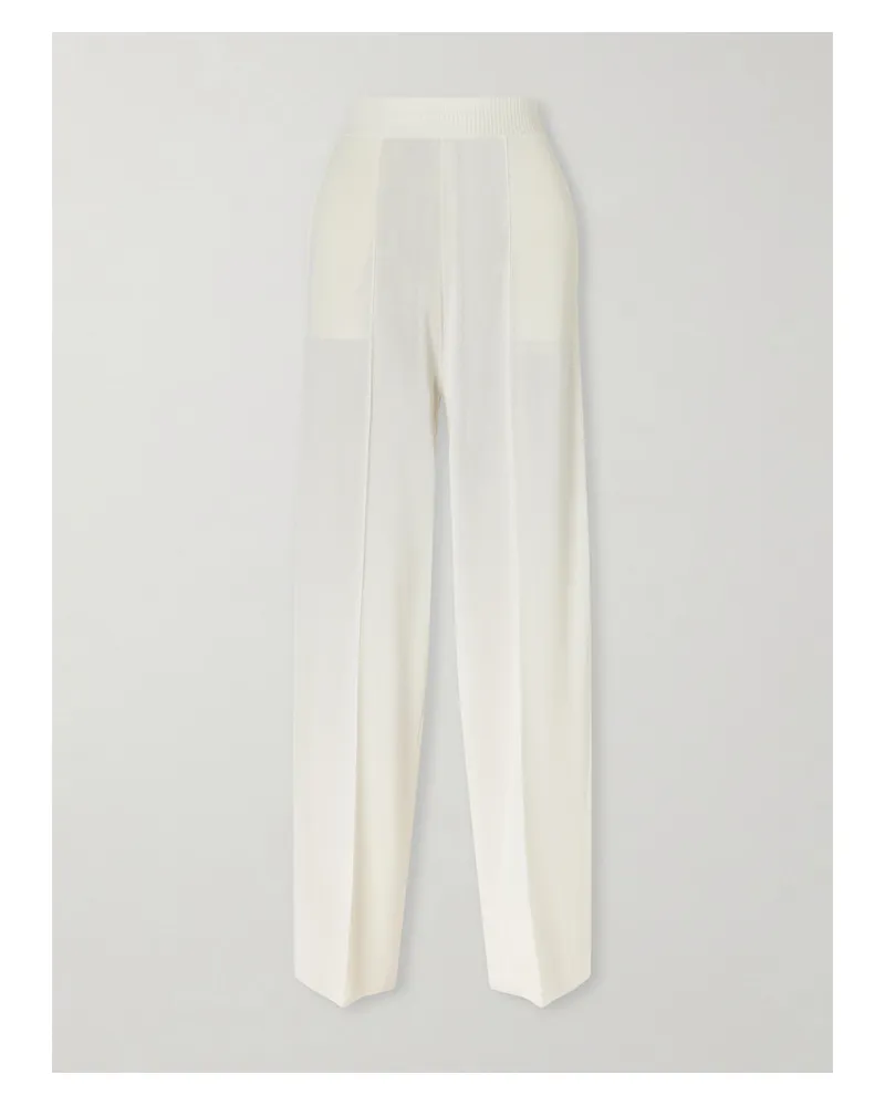 Lanvin Ribbed-knit Wide-leg Pants - Neutrals Neutrals