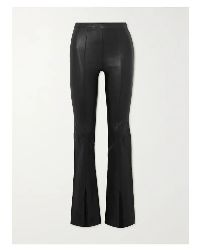 SPRWMN Schlaghose Aus Leder Mit Teilungsnähten - Schwarz Schwarz