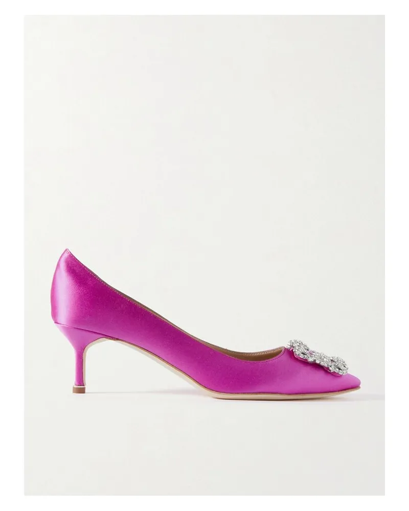 Manolo Blahnik Hangisi 50 Pumps Aus Satin Mit Verzierung - Pink Pink