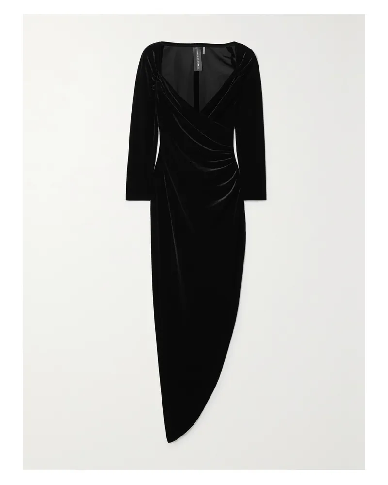 Norma Kamali Midikleid Aus Stretch-samt Mit Raffungen - Schwarz Schwarz