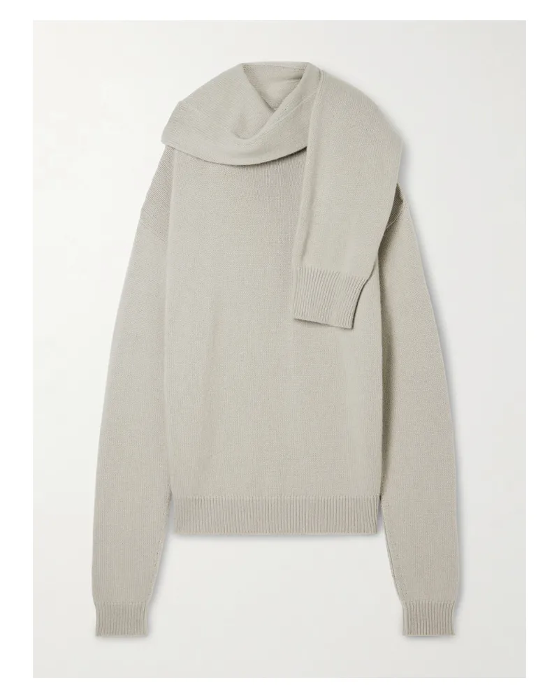 Calvin Klein Mia Kaschmirpullover Mit Schaldetail - Grau Grau