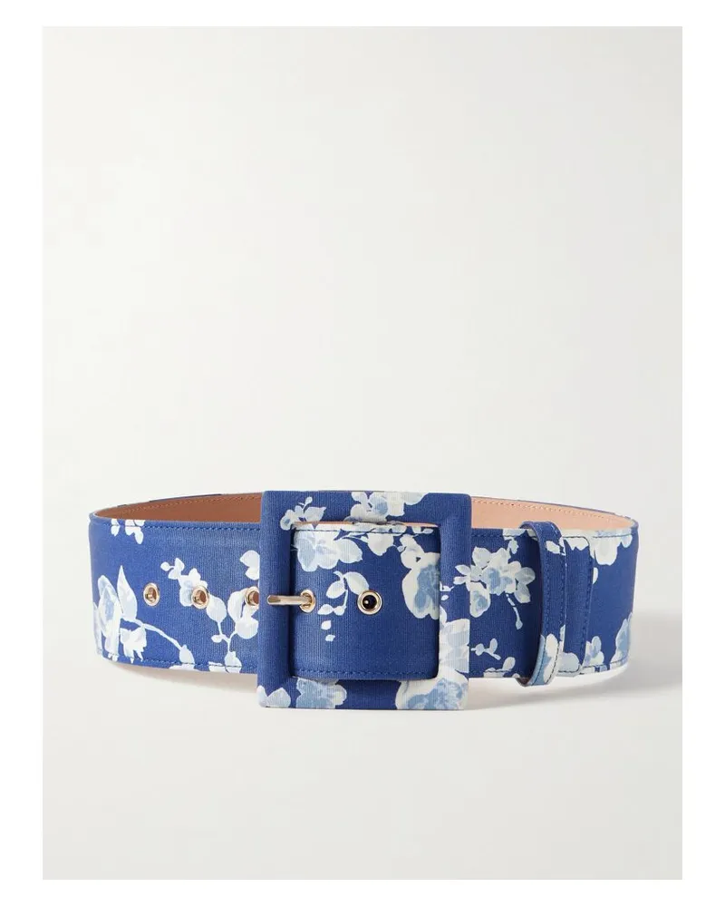 Carolina Herrera New York Icon Gürtel Aus Faille Mit Blumenprint Und Einer Hinterlegung Aus Leder - Blau Blau