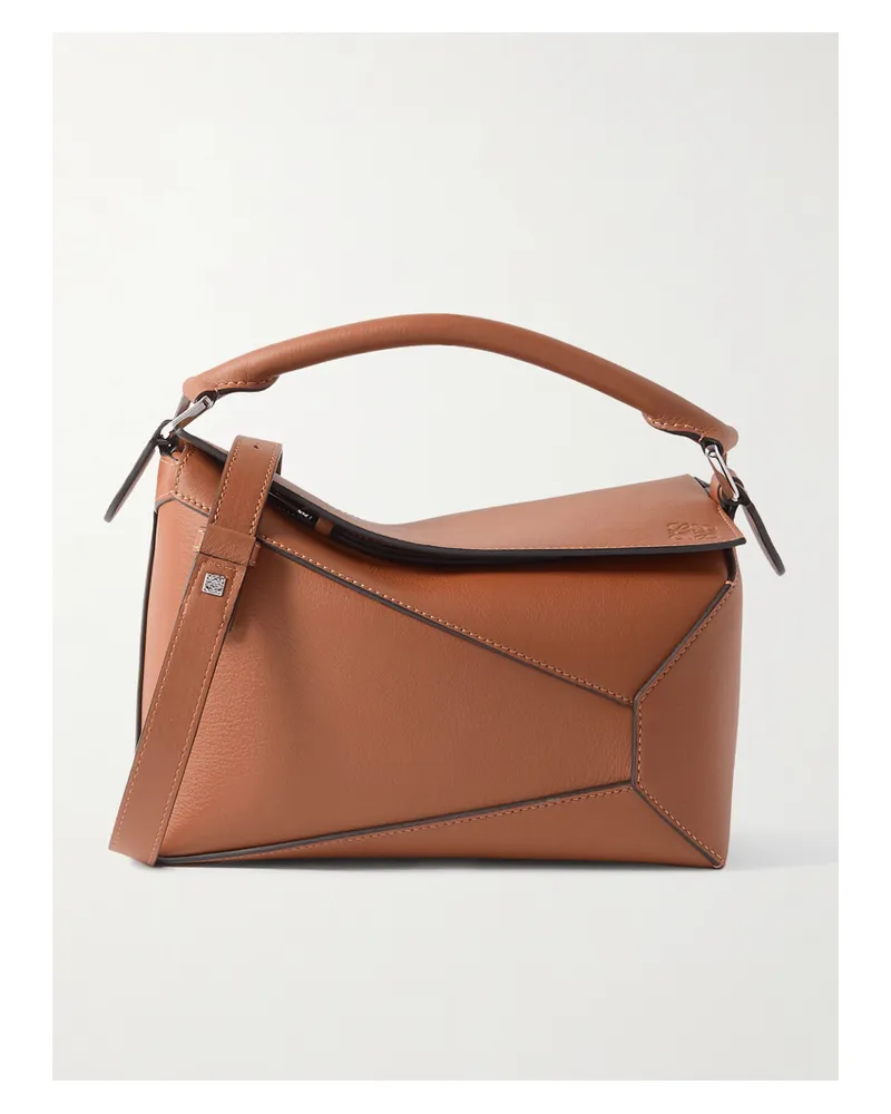 Loewe Puzzle Edge Small Textured-leather Shoulder Bag - Brown Brown