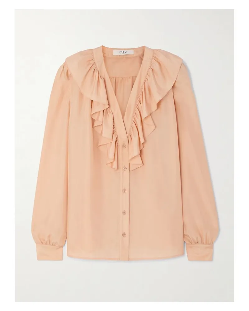 Chloé Seidenbluse Mit Rüsche - Orange Orange