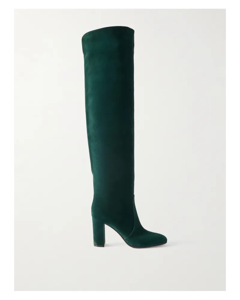 Gianvito Rossi 85 Overknees Aus Veloursleder - Grün Grün