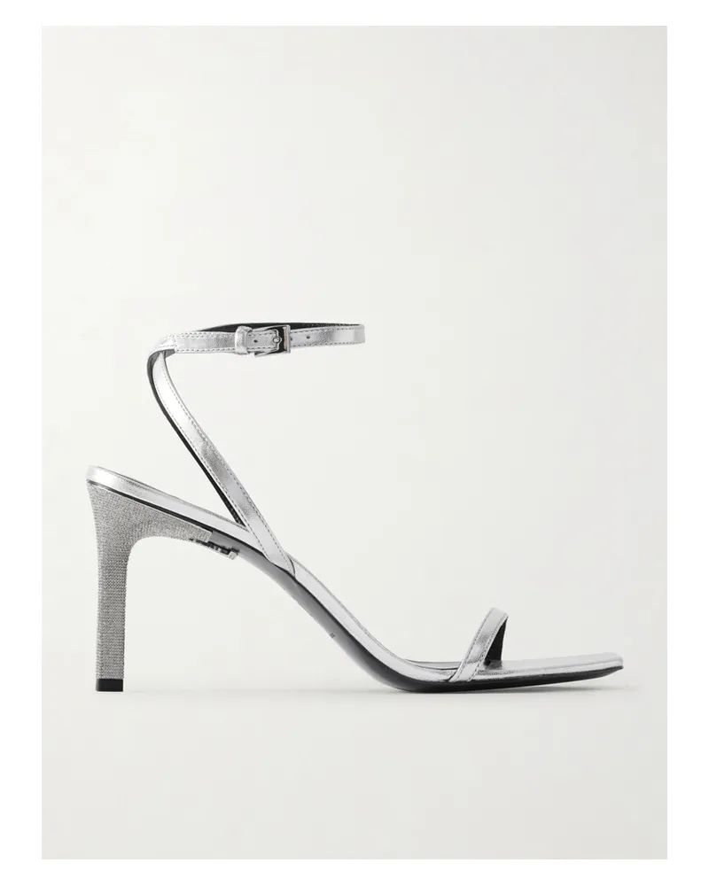 Tory Burch Sandalen Aus Metallic-leder Mit Kristallen - Silber Silber