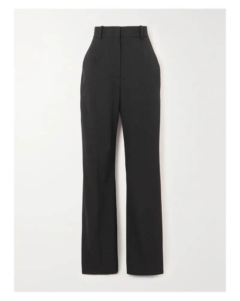 Another Tomorrow Net Sustain Hose Mit Geradem Bein Aus Woll-twill Mit Stretch-anteil - Schwarz Schwarz