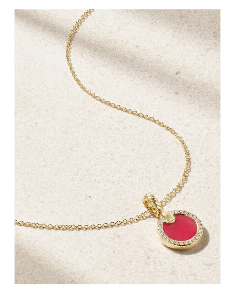 David Yurman Petite Elements Kette Aus 18 Karat Gold Mit Rhodonit Und Diamanten Gold