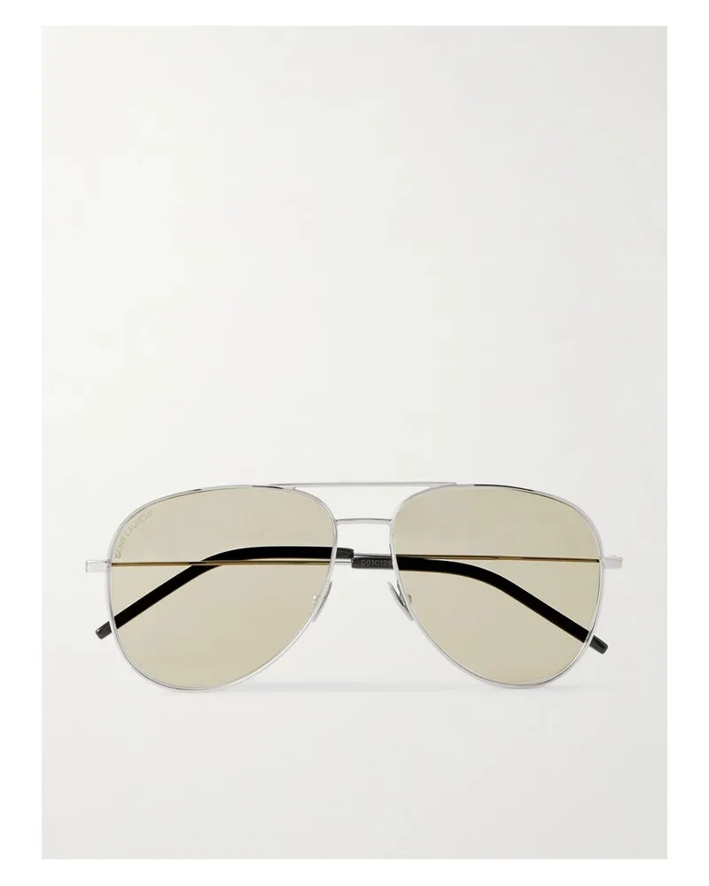 Saint Laurent Classic 11 Silberfarbene Pilotensonnenbrille Silber