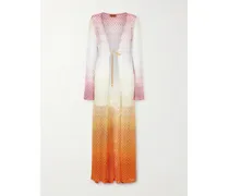 Dégradé Metallic Crochet-knit Coverup - Orange