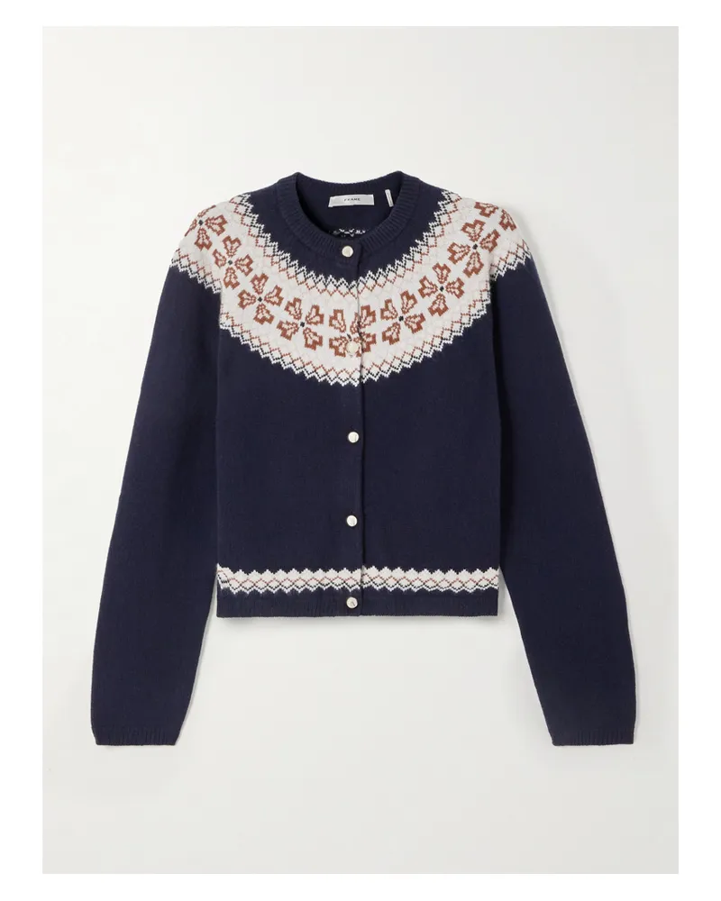 Frame Denim Cardigan Aus Kaschmir Mit Fair-isle-muster - Blau Blau