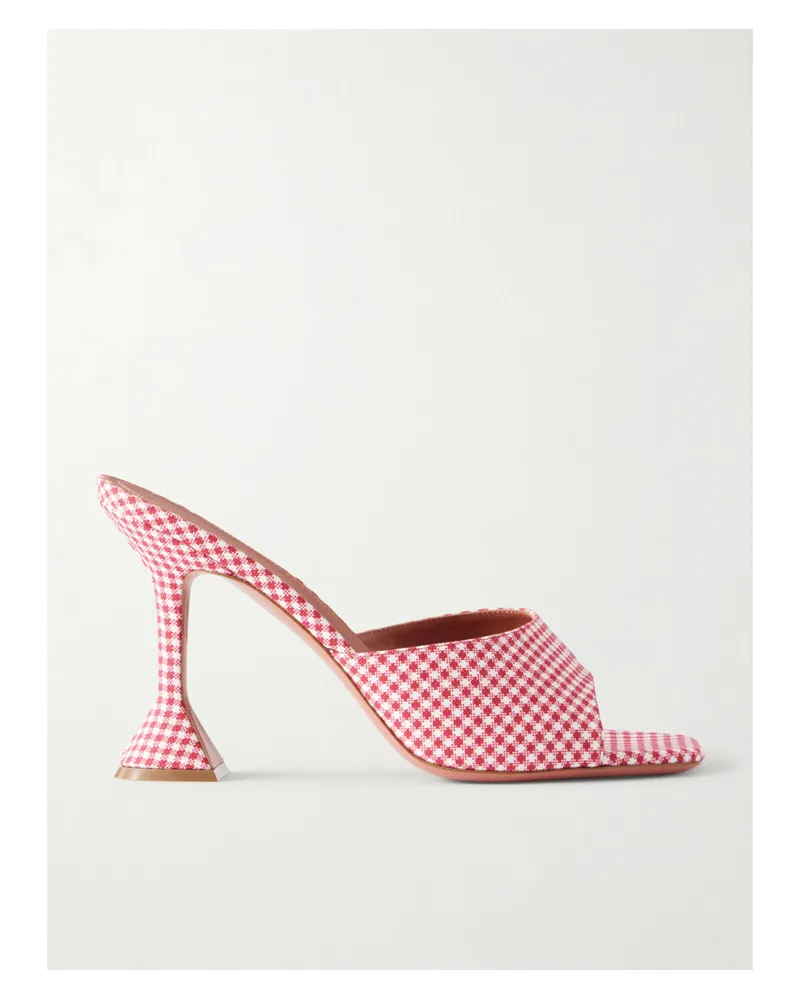 Amina Muaddi Lupita 95 Gingham Woven Mules - Red Red
