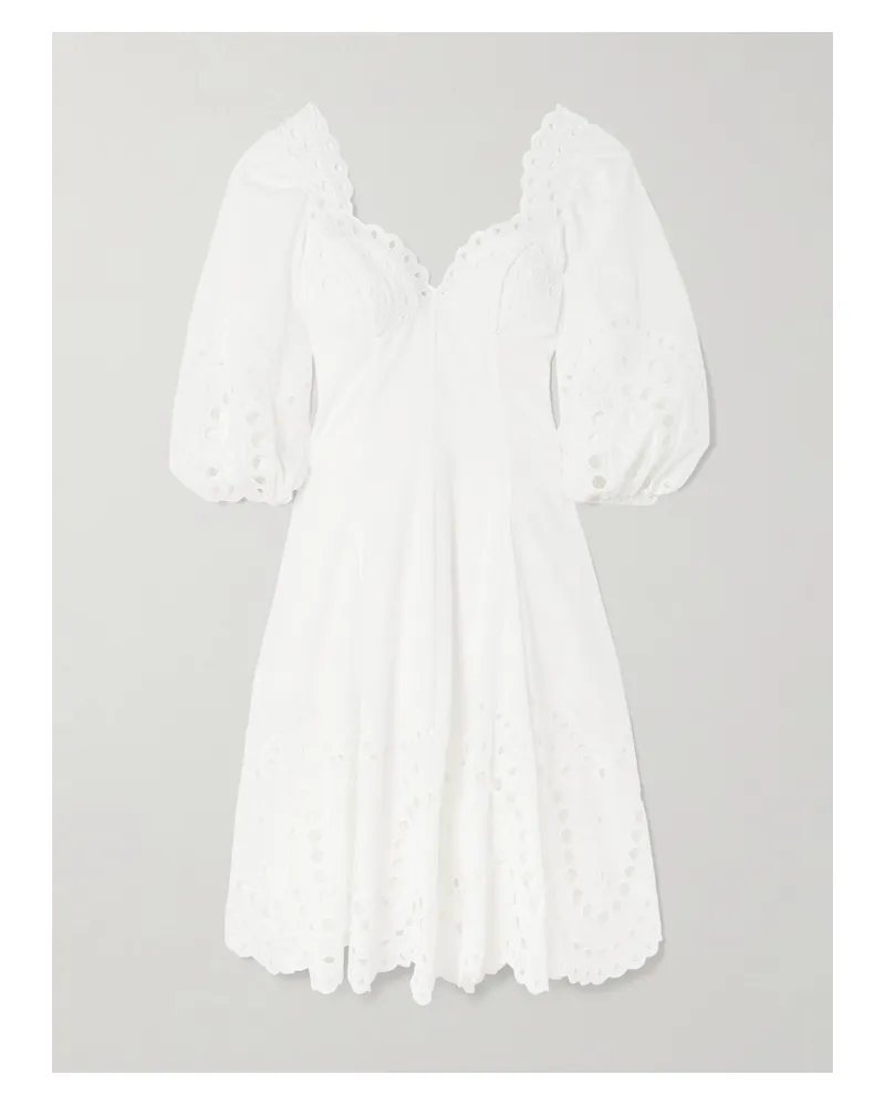 Charo Ruiz Corbin Paneled Scalloped Broderie Anglaise Cotton-blend Midi Dress - White White