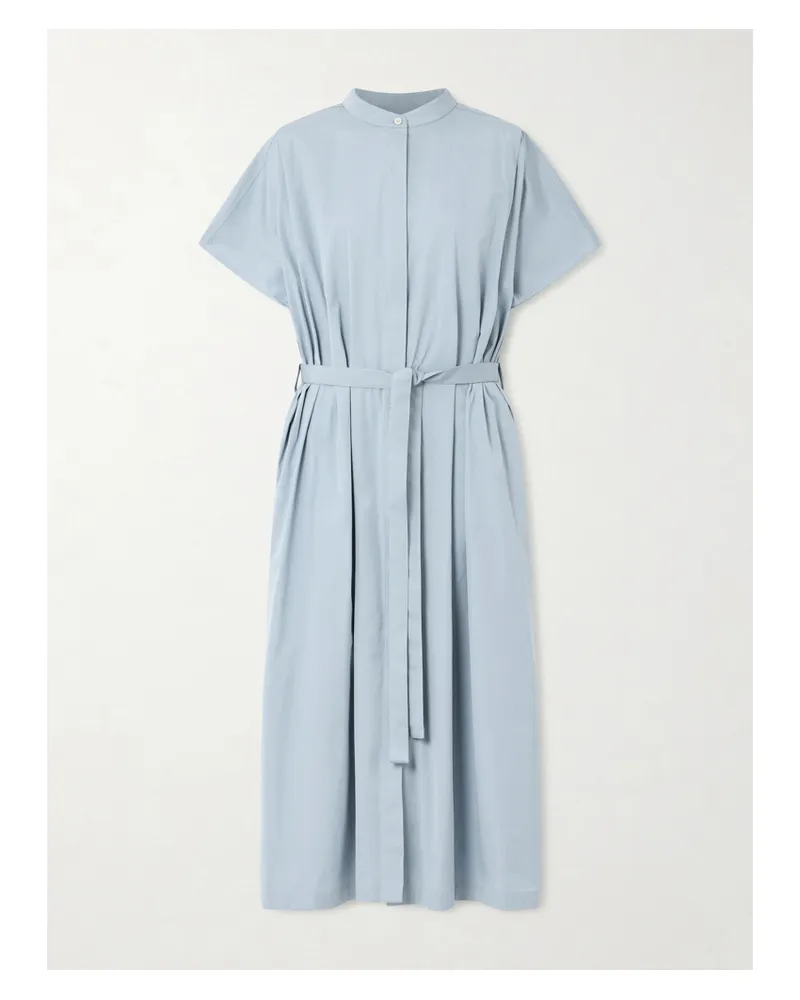 Jil Sander Belted Cotton-poplin Dress - Blue Blue