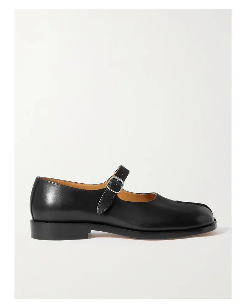 Maison Margiela Tabi Mary-jane-ballerinas Aus Leder Mit Geteilter Kappe - Schwarz Schwarz