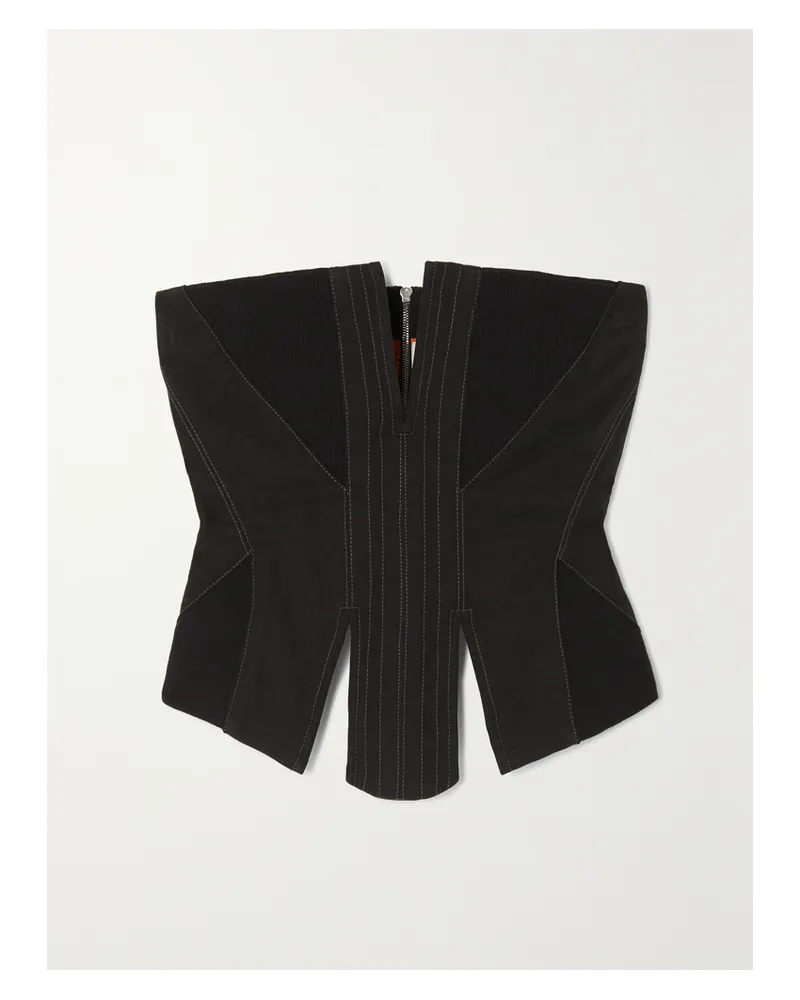 Dion Lee Split Rib Trägerloses Bustier Aus Faille Und Einer Gerippten Baumwollmischung - Schwarz Schwarz