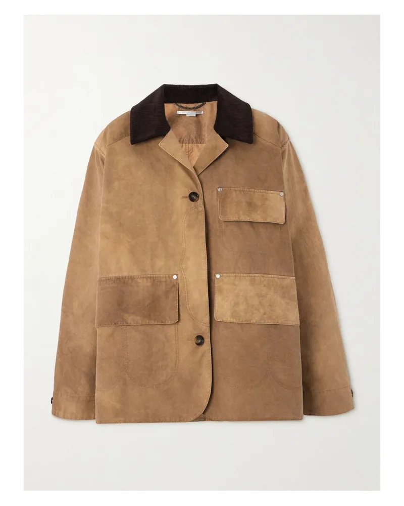 Stella McCartney Jacke Aus Vorgewaschenem Biobaumwoll-canvas Mit Cordbesatz - Braun Braun