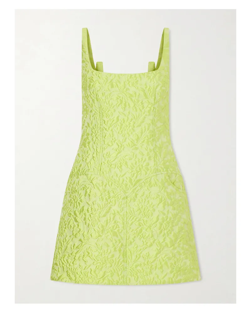 EMILIA WICKSTEAD Floral Silk-blend Jacquard Mini Dress - Green Green