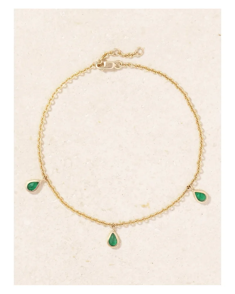 42 Suns Fußkettchen Aus 14 Gold Mit Smaragden Gold