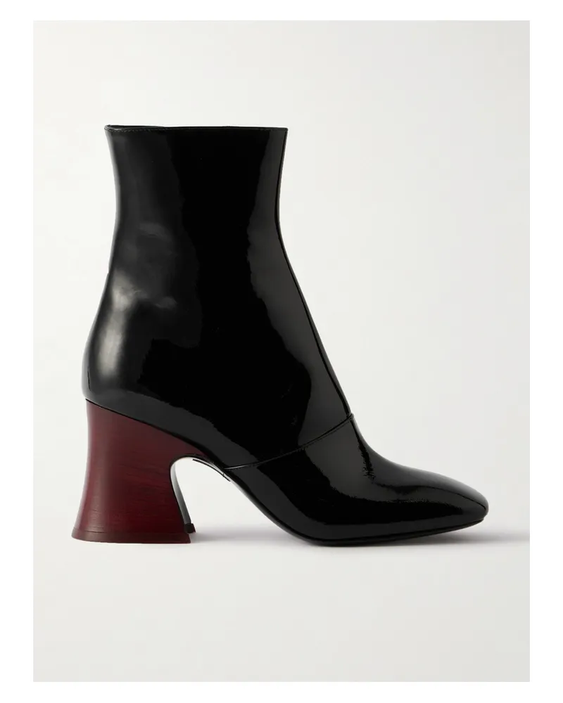 Chloé Janis Ankle Boots Aus Lackleder - Schwarz Schwarz