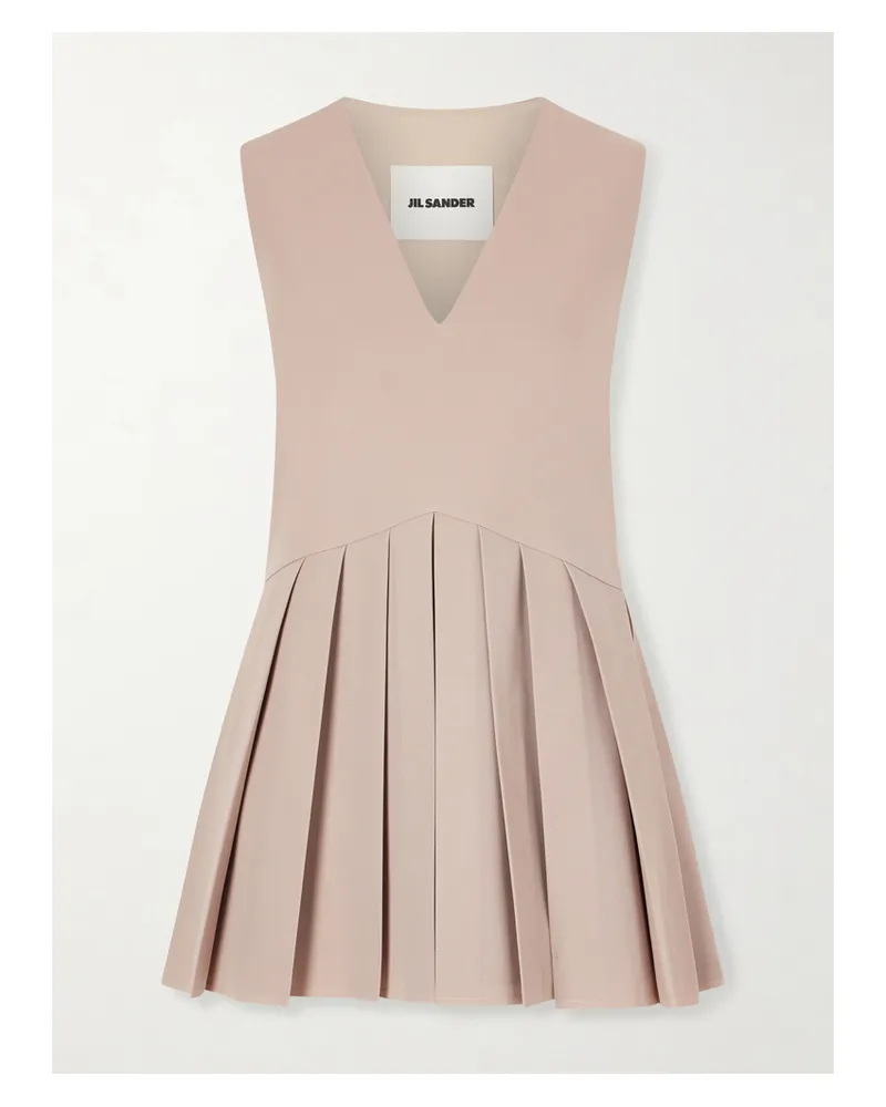 Jil Sander Pleated Wool-twill Top - Neutrals Neutrals