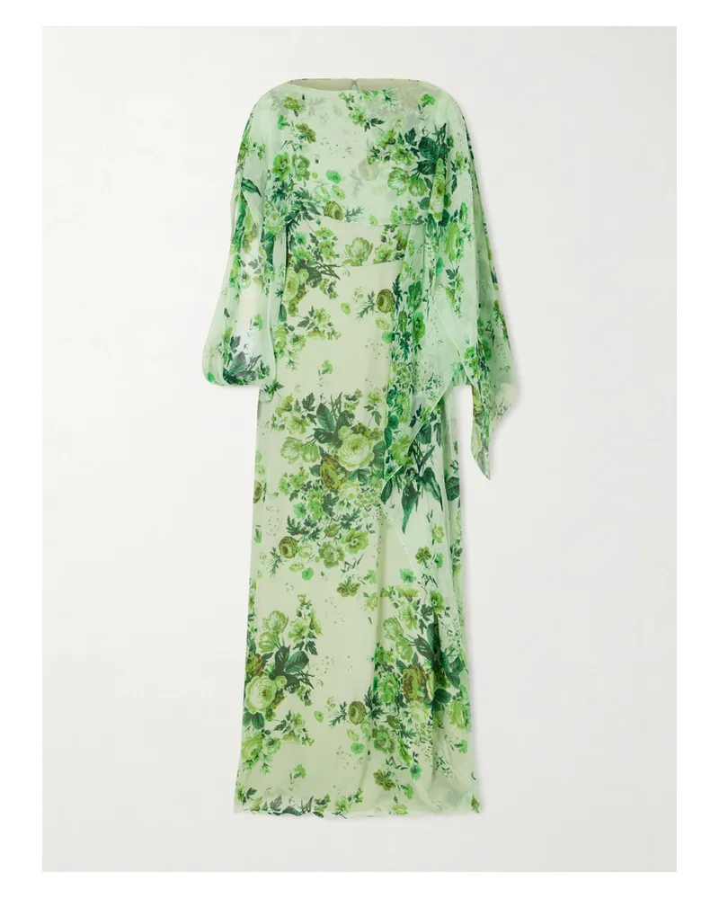 Erdem Floral-print Crêpon Gown - Green Green
