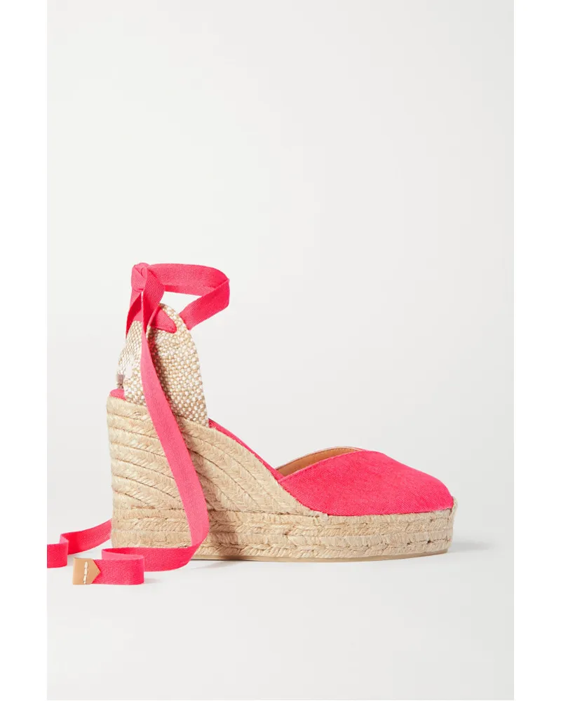 Castañer Net Sustain Chiara 80 Espadrille-wedges aus Canvas Pink