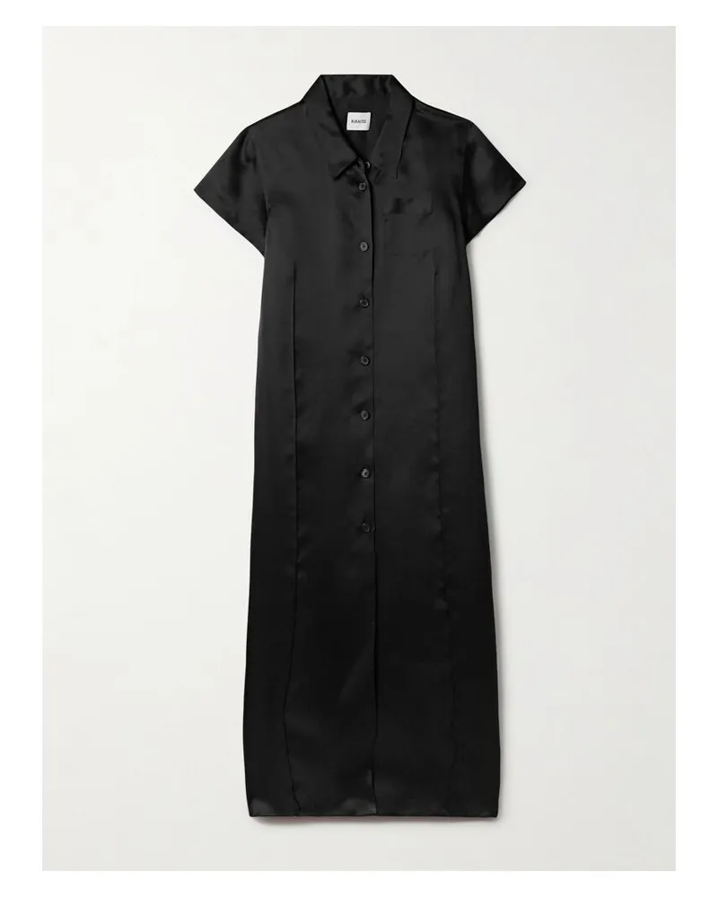 KHAITE Effy Maxi-hemdblusenkleid Aus Organza Aus Einer Seiden-baumwollmischung - Schwarz Schwarz