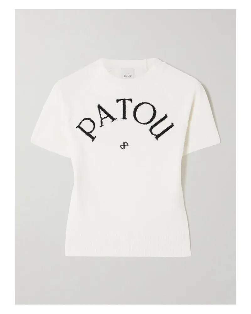 Patou Pullover Aus Einer Baumwollmischung In Jacquard-strick - Weiß Weiß