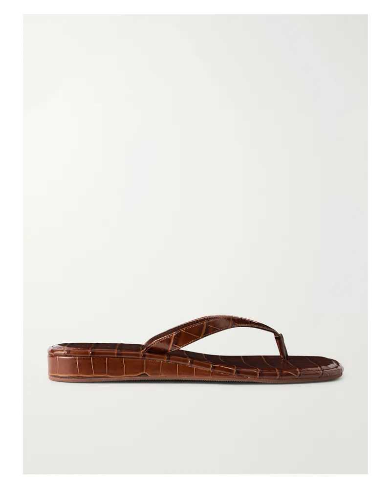 Loeffler Randall Lina Croc-effect Leather Thong Sandals - Brown Brown