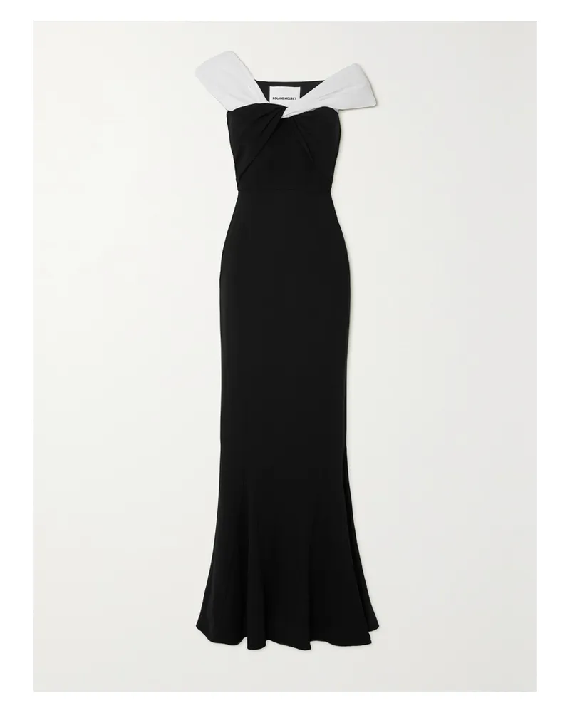 Roland Mouret Asymmetrisches, Zweifarbiges Maxikleid Aus Cady - Schwarz Schwarz