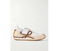 Flow Runner 2.0 Leather-trimmed Shell And Suede Sneakers - White