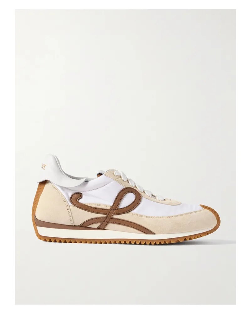 Loewe Flow Runner 2.0 Leather-trimmed Shell And Suede Sneakers - White White