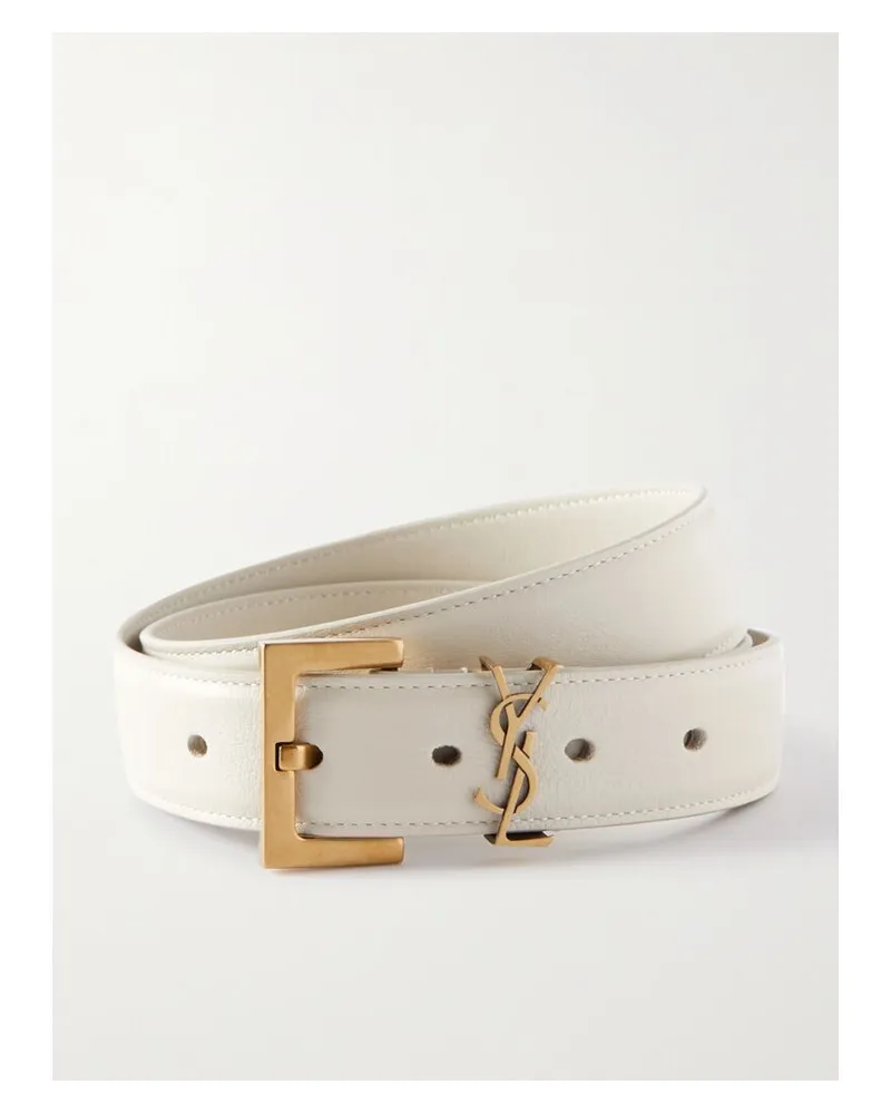 Saint Laurent Monogramme Gürtel Aus Leder - Creme Creme