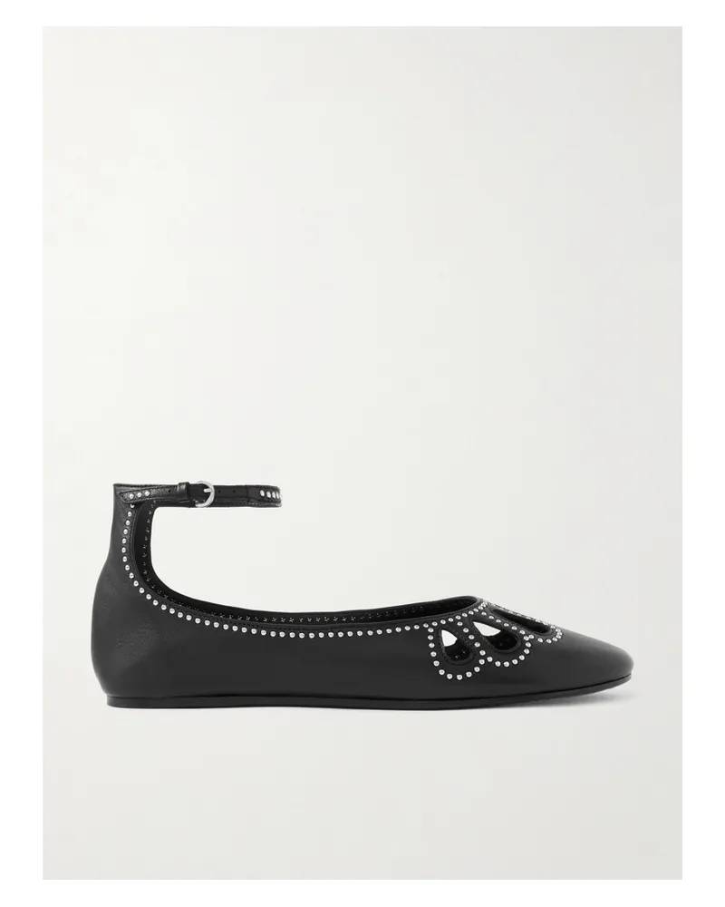Isabel Marant Bloris Ballerinas Aus Leder Mit Cut-outs Und Nieten - Schwarz Schwarz