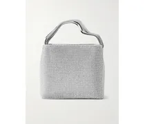 Solene Mini Crystal-embellished Metallic Leather Tote - Silver