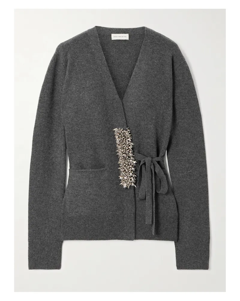 Dries van Noten Wickel-cardigan Aus Kaschmir Mit Verzierungen - Grau Grau