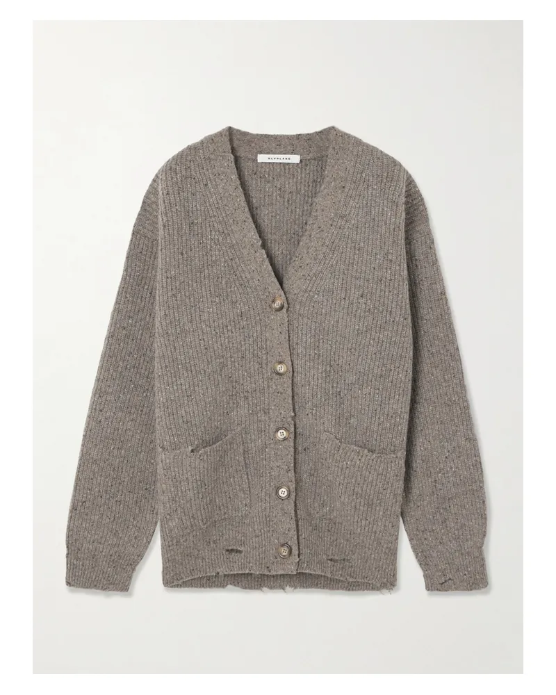 SLVRLAKE Venice Cardigan Aus Gerippter Merinowolle Mit Distressed-details - Grau Grau